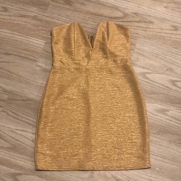 NWT-✨Gold, Strapless Dress - Picture 1 of 6